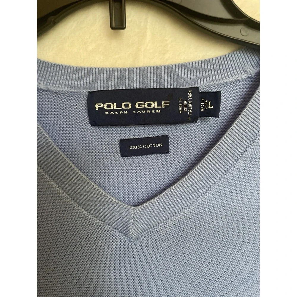 Polo Golf Ralph ‎ Lauren Sweater Vest Men L blue V neck